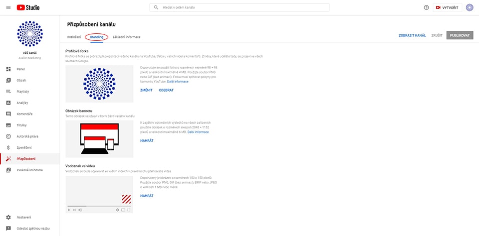 Fotka - Branding YouTube kanálu